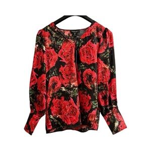 Rachel Zoe Long Sleeve Floral Roses Blouse NWT Size M
